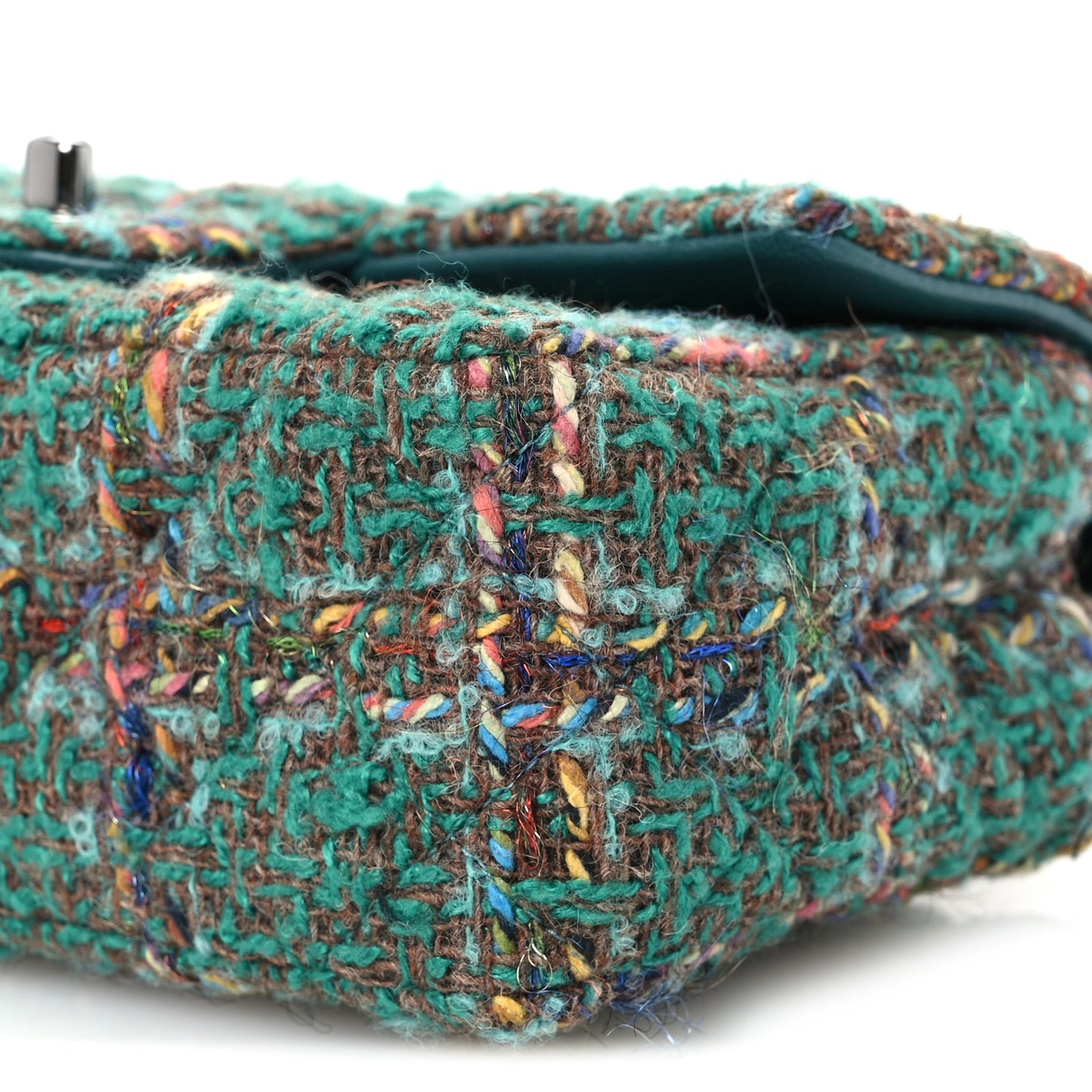 Tweed Quilted Mini Rectangular Flap Green
