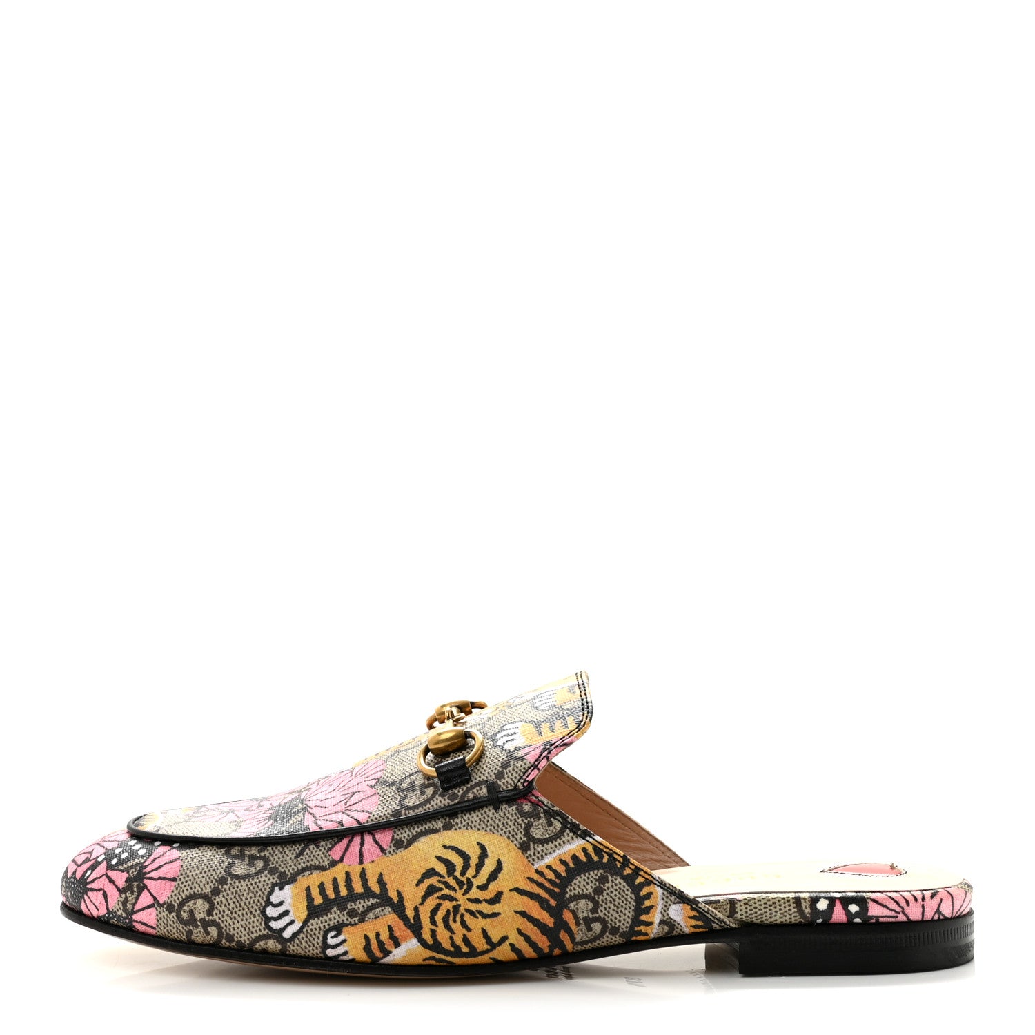 Gucci GG Supreme Monogram Bengal Womens Princetown Slippers 37.5 Beige Crop Pink 1 of 9