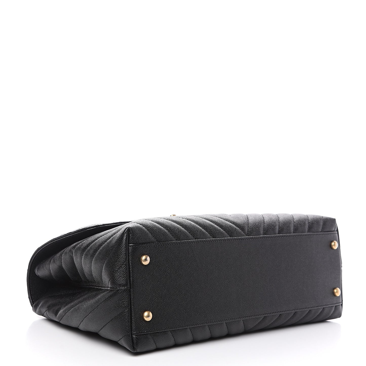 Caviar Chevron Quilted Medium Coco Handle Flap Black