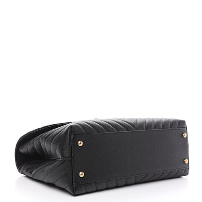 Chanel Caviar Chevron Quilted Medium Coco Handle Flap Black 3 of 9