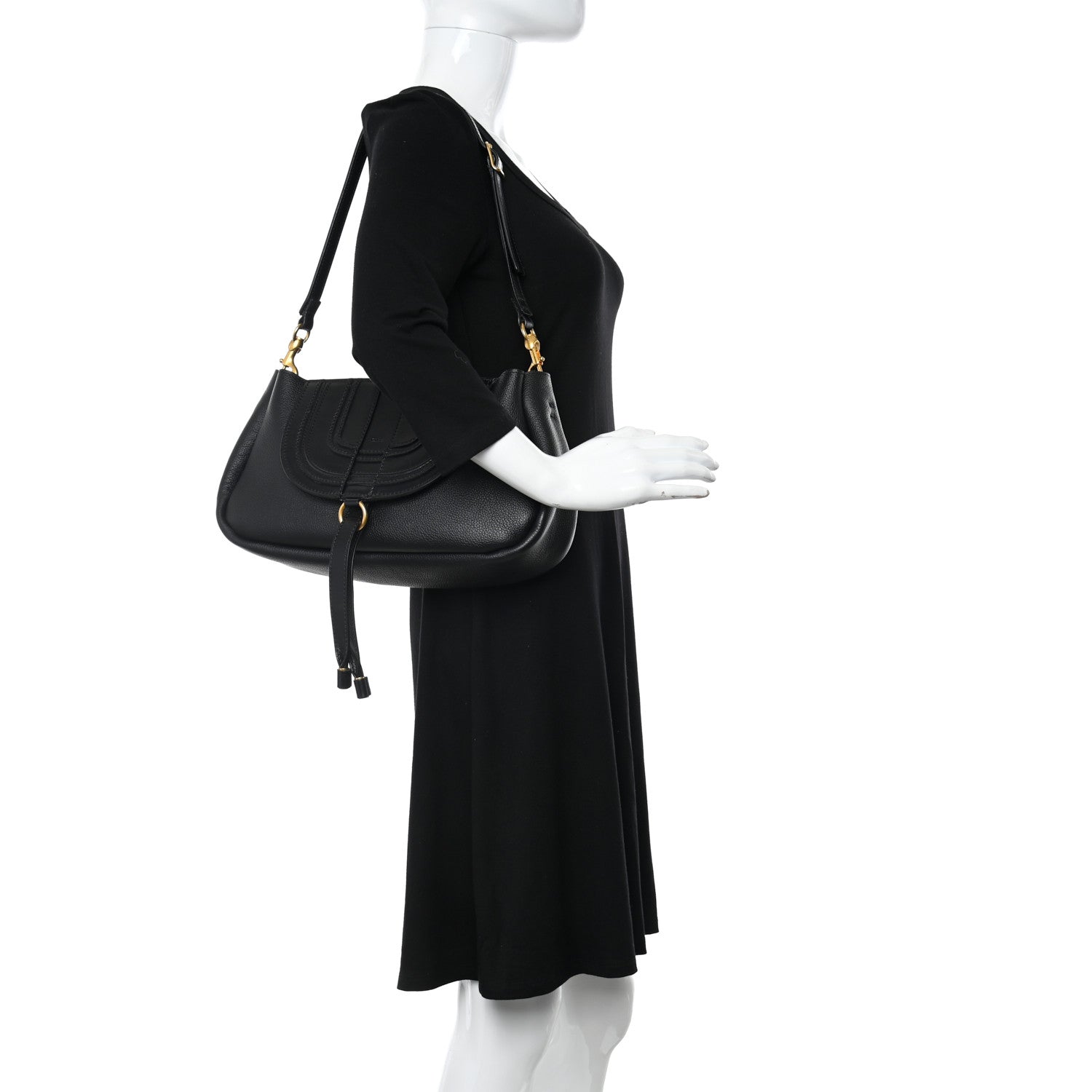 Chloe Shiny Grained Calfskin Marcie Clutch Black 2 of 9