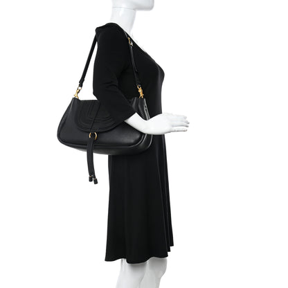 Chloe Shiny Grained Calfskin Marcie Clutch Black 2 of 9