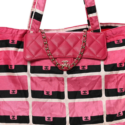 Chanel Caviar Fabric Quilted Foldable Tote With Chain Pink Multicolor 9 of 11