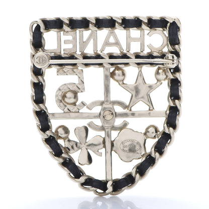 Chanel Lambskin Pearl Strass Sergeant Shield Brooch Gold 3 of 5