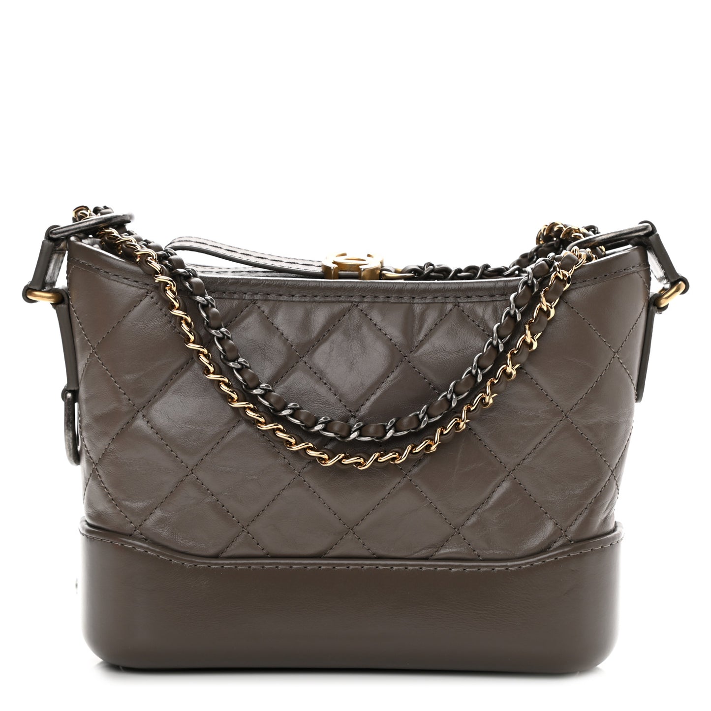 Aged Calfskin Quilted Small Gabrielle Hobo Grey