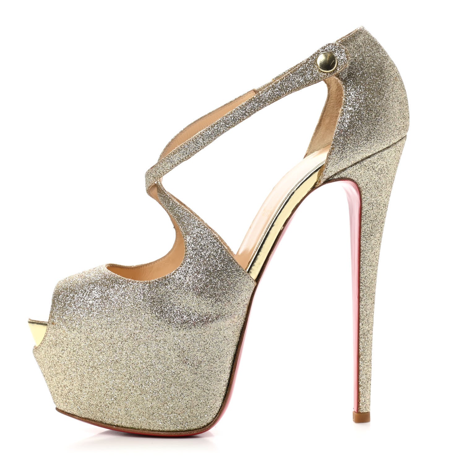 Christian Louboutin Kid Glitter Exagona 160 Pumps 39.5 Gold 1 of 9