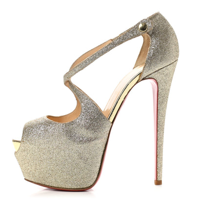 Christian Louboutin Kid Glitter Exagona 160 Pumps 39.5 Gold 1 of 9