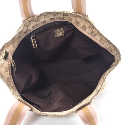 Gucci GG Monogram Medium Web Handle Bucket Tote Pink Gold 4 of 21