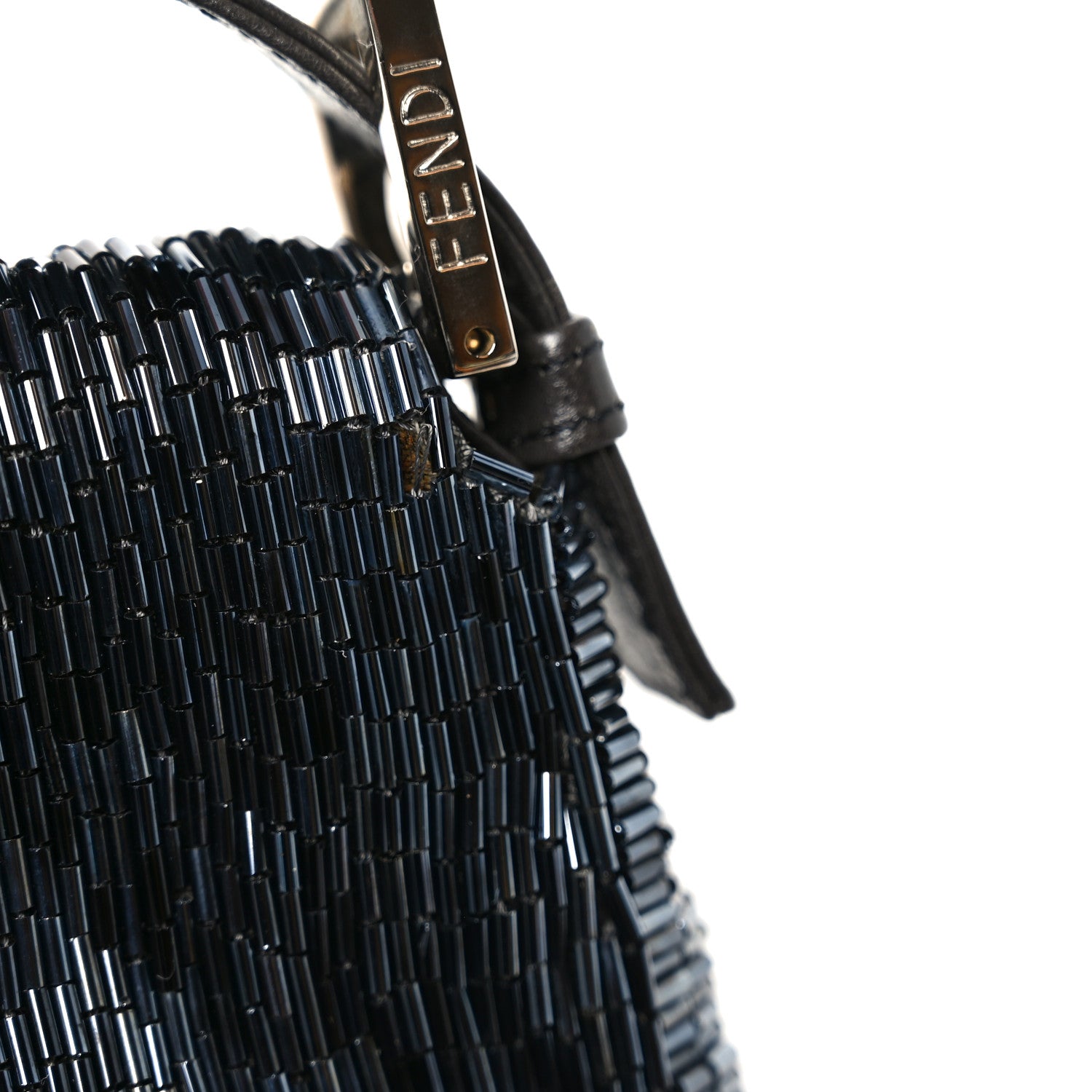 Fendi Satin Beaded Baguette Blue Brown 11 of 11