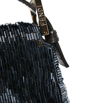 Fendi Satin Beaded Baguette Blue Brown 11 of 11