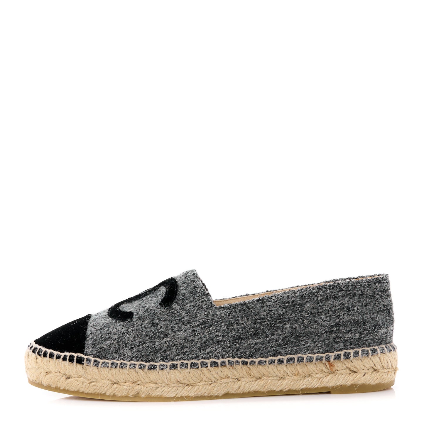 Tweed Velvet CC Espadrilles 39 Grey Black