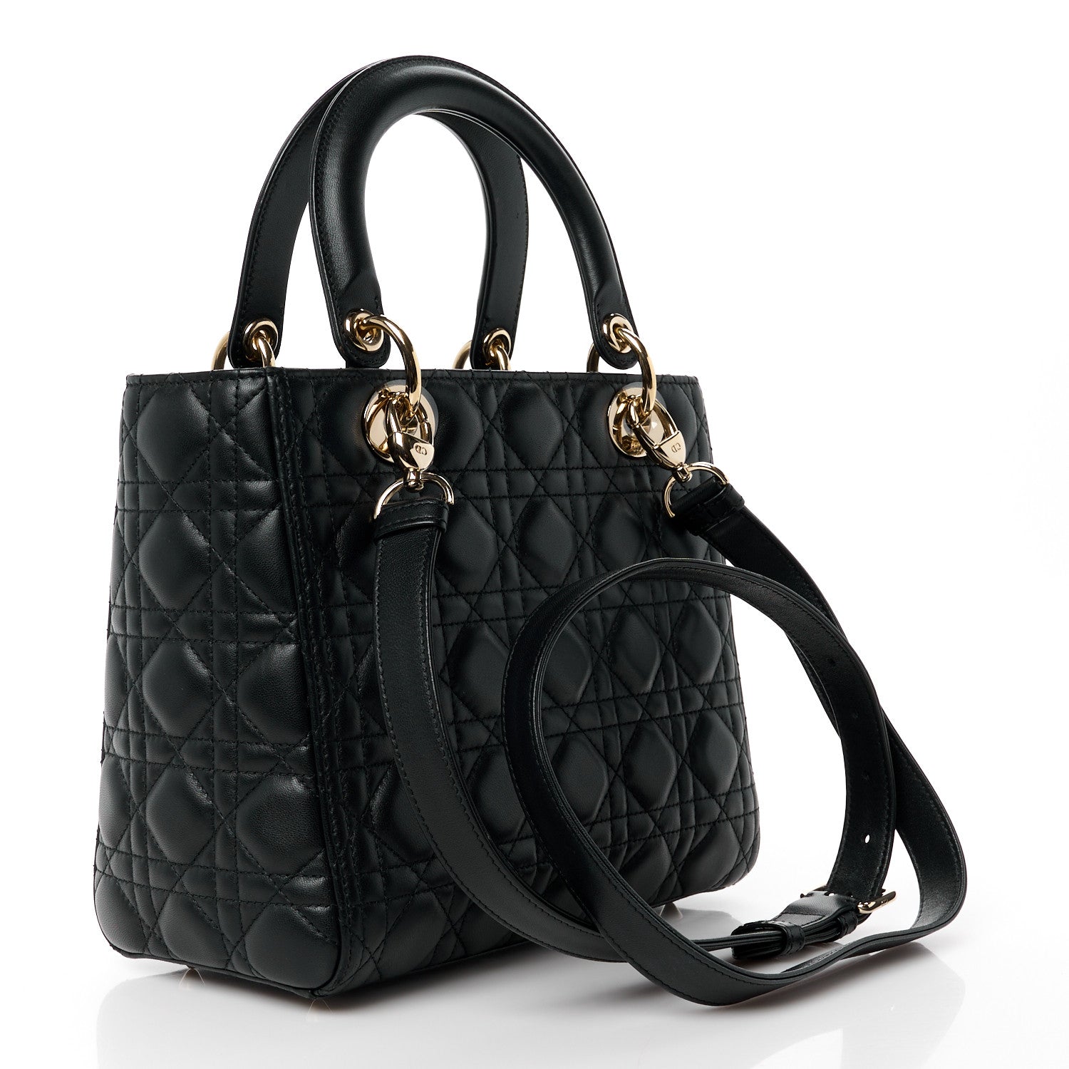 Christian Dior Lambskin Cannage Medium Lady Dior Black 3 of 10