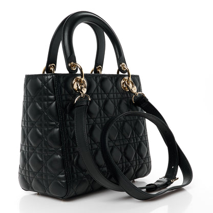 Christian Dior Lambskin Cannage Medium Lady Dior Black 3 of 10
