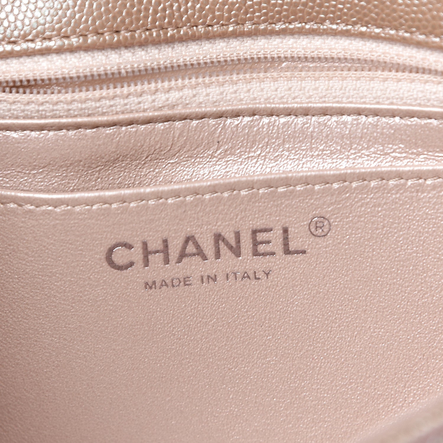 Chanel Iridescent Caviar Chevron Quilted Mini Rectangular Flap Light Gold 6 of 13