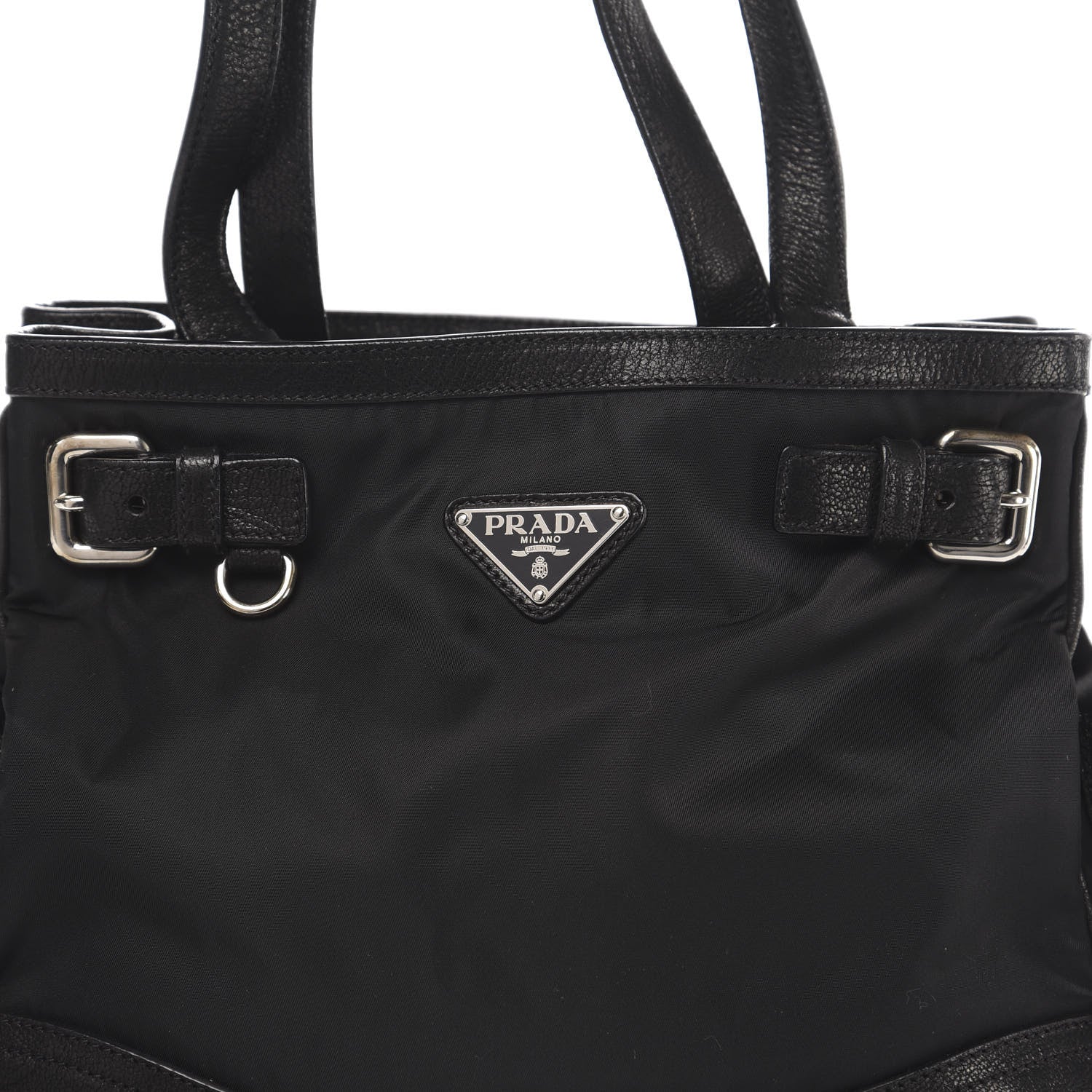 Prada Tessuto Nylon Calfskin Shoulder Bag Black 9 of 9