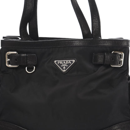Prada Tessuto Nylon Calfskin Shoulder Bag Black 9 of 9