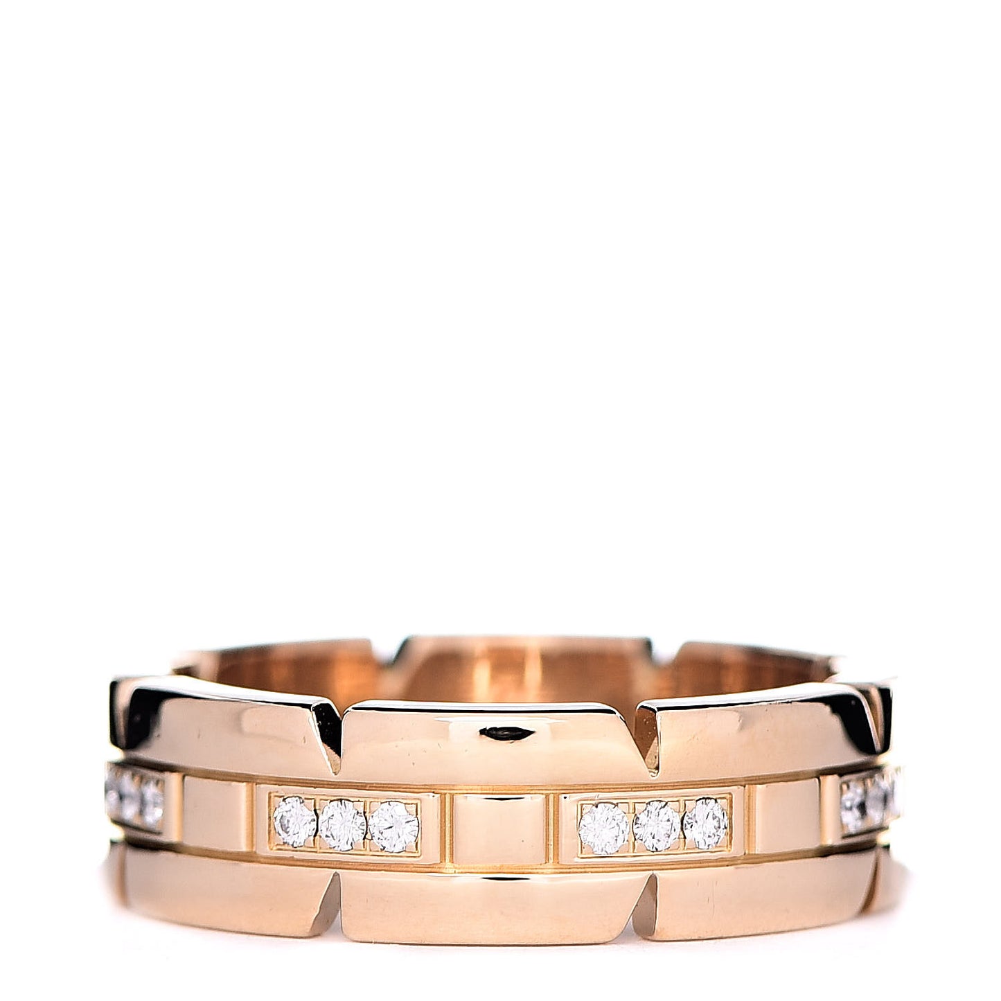 18K Yellow Gold Diamond Tank Francaise Band Ring 54 6.75