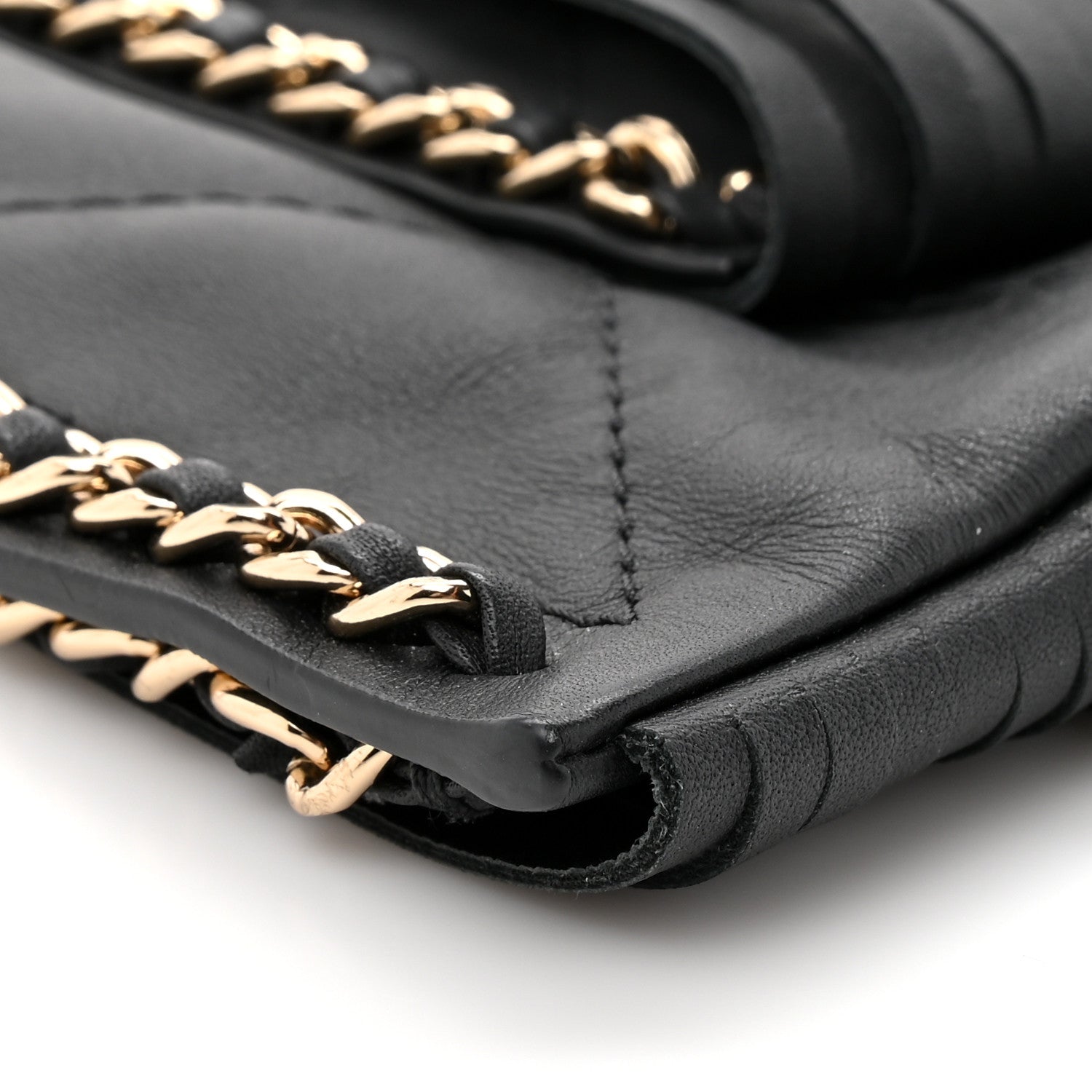 Chanel Calfskin Quilted Fringe Small Shopping Bag Black 10 of 10