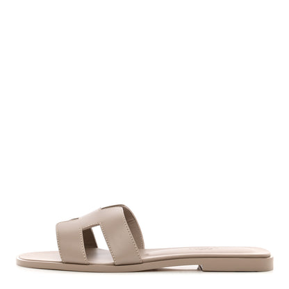 Hermes Box Calfskin Oran Sandals 38 Beige Mastic 1 of 13
