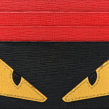 Fendi Vitello Elite Monster Eyes Inlay Card Holder Black Giallo Rosso 9 of 12