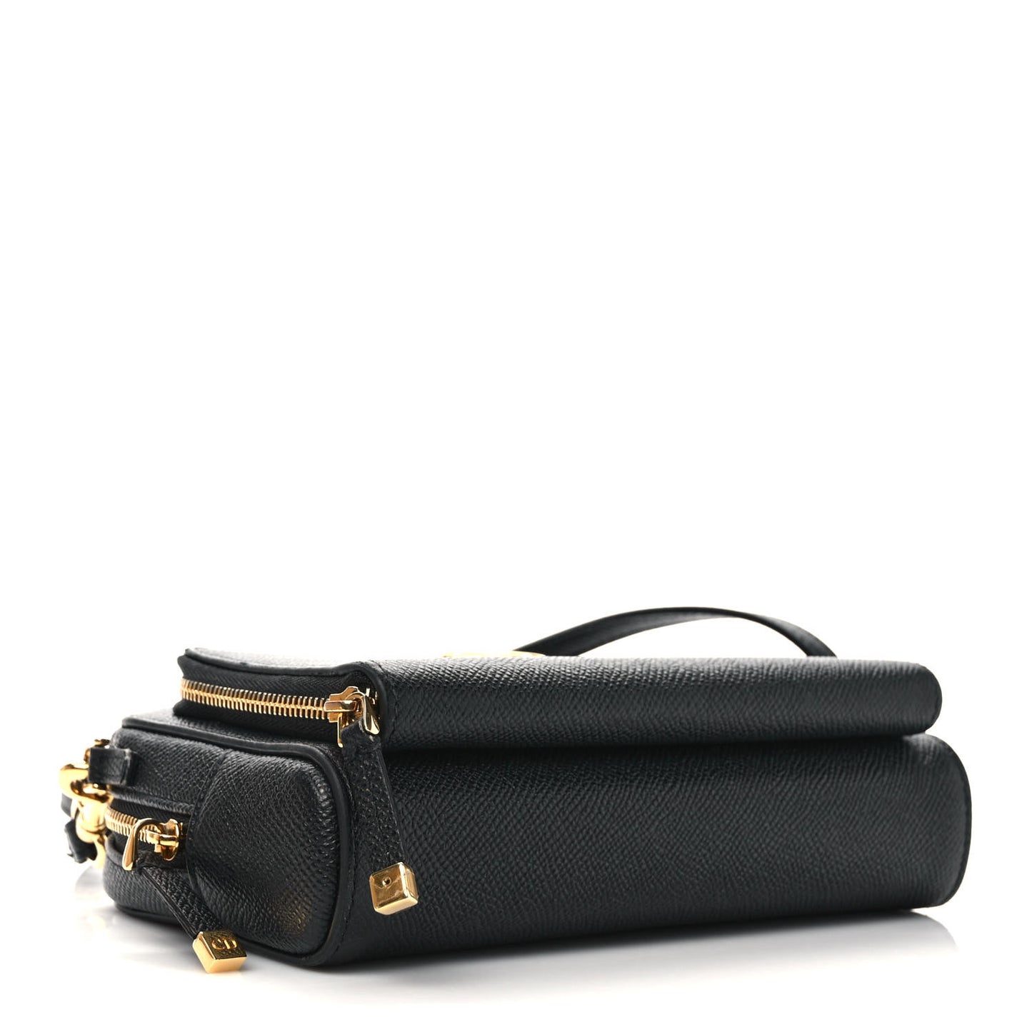Grained Calfskin Caro Double Pouch Black