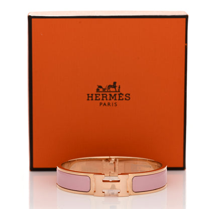 Hermes Enamel Narrow Clic Clac H Bracelet PM Rose Nacarat 4 of 4