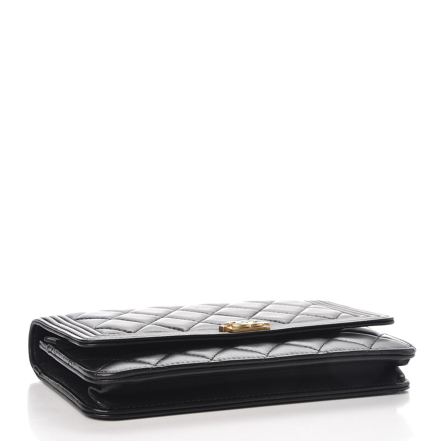 Lambskin Quilted Boy Wallet On Chain WOC Black