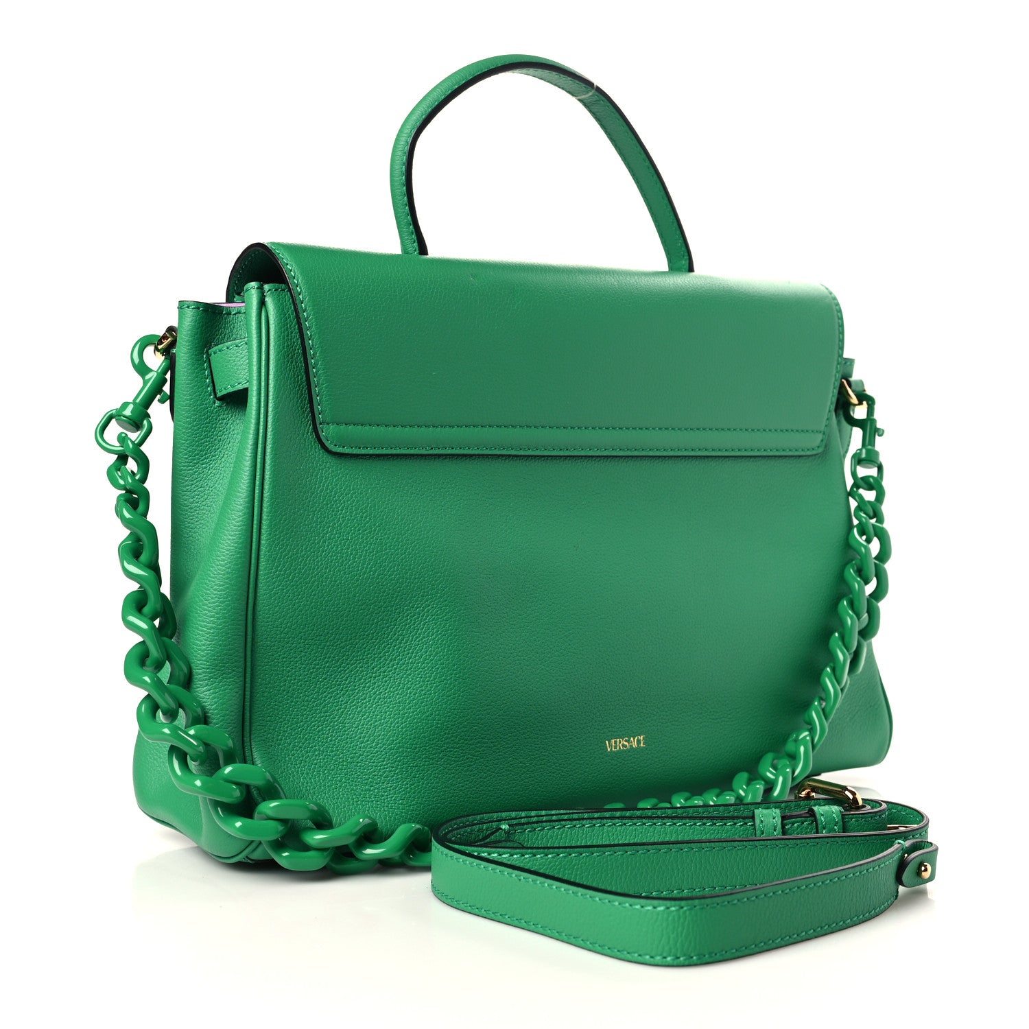 Versace Calfskin Large La Medusa Bag Green 3 of 8