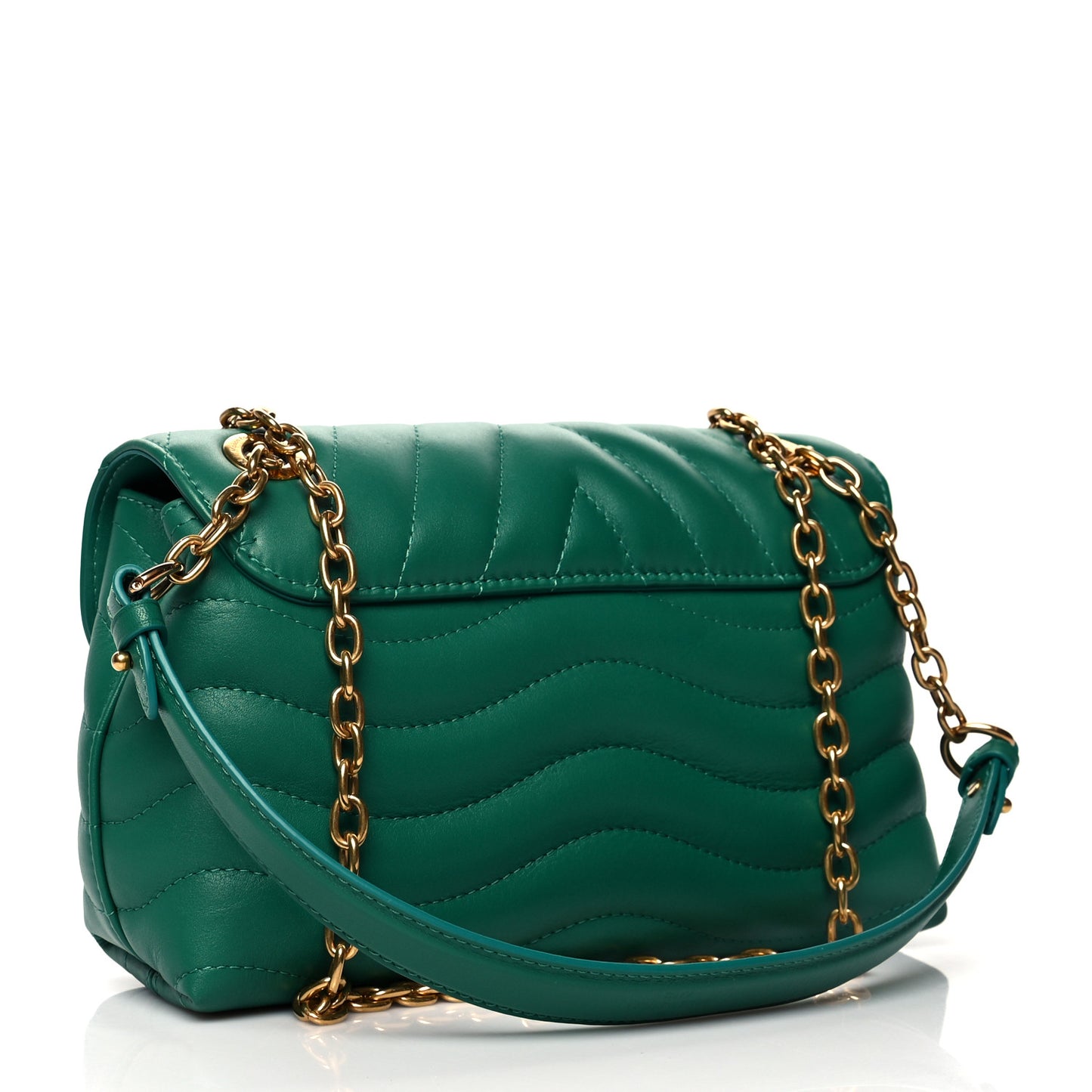 Calfskin New Wave Chain Bag MM NM Emerald