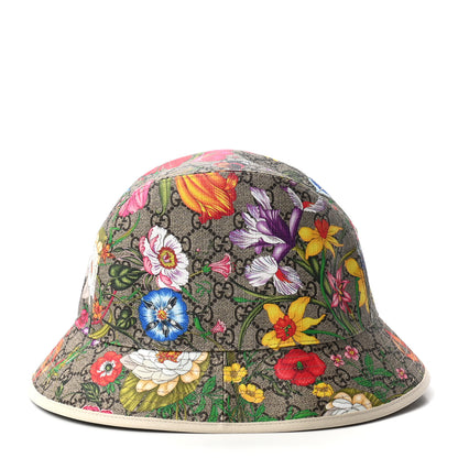 Gucci GG Supreme Monogram Flora Fedora Hat XL White 5 of 9