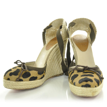 Christian Louboutin Leopard Print Pony Hair Carino Plato 120 Espadrille Wedges 37 1 of 7