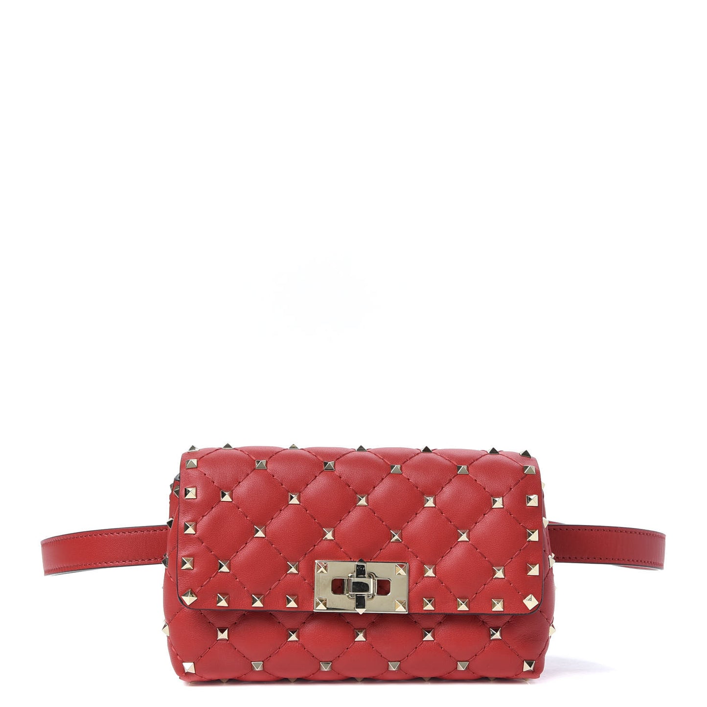 Nappa Rockstud Spike Belt Bag Rouge Pur