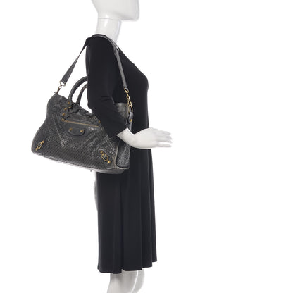 Balenciaga Agneau Laser Cut Cross Classic Gold Hardware City Grey 2 of 12