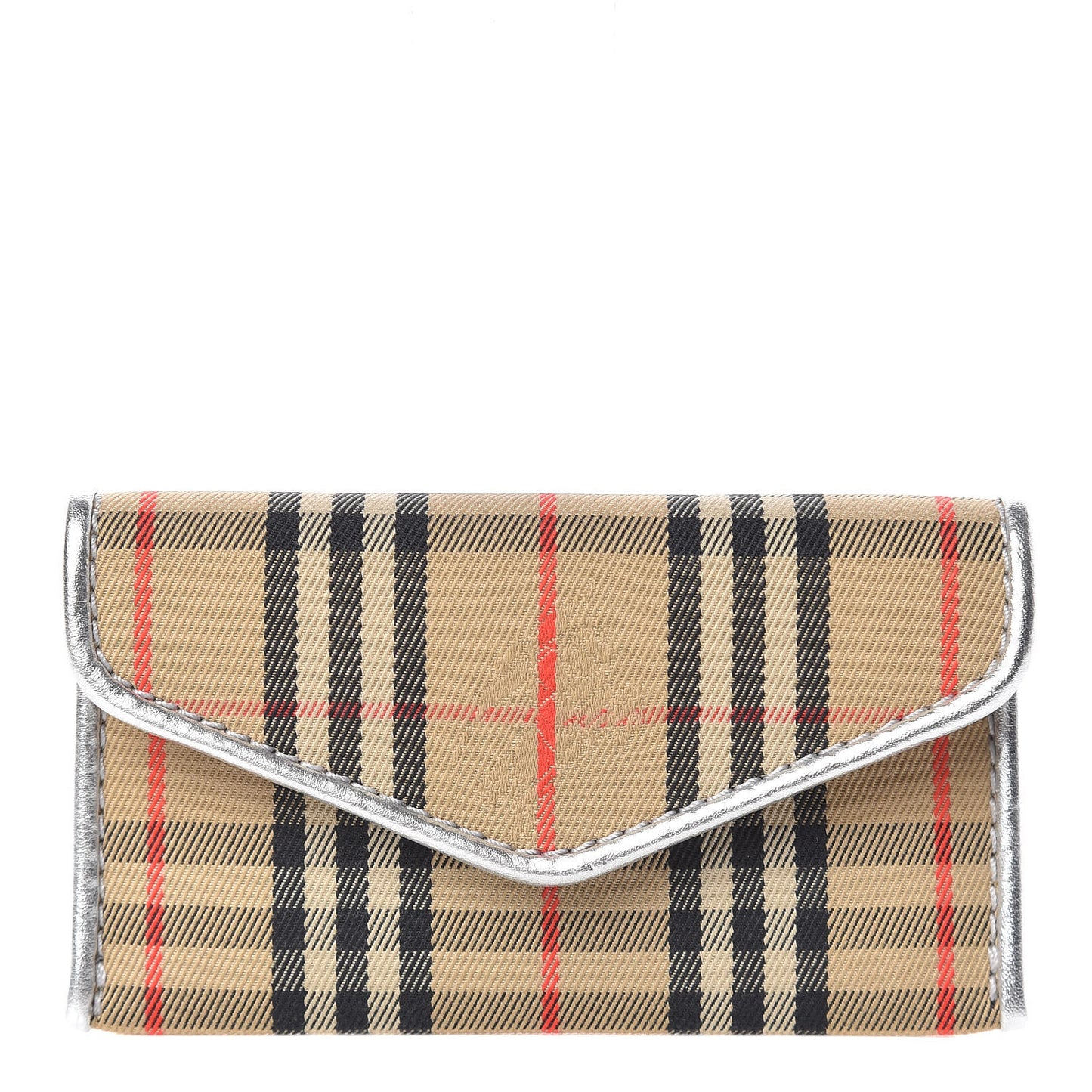 Smooth Calfskin 1983 Knight Check Envelope Card Case Silver
