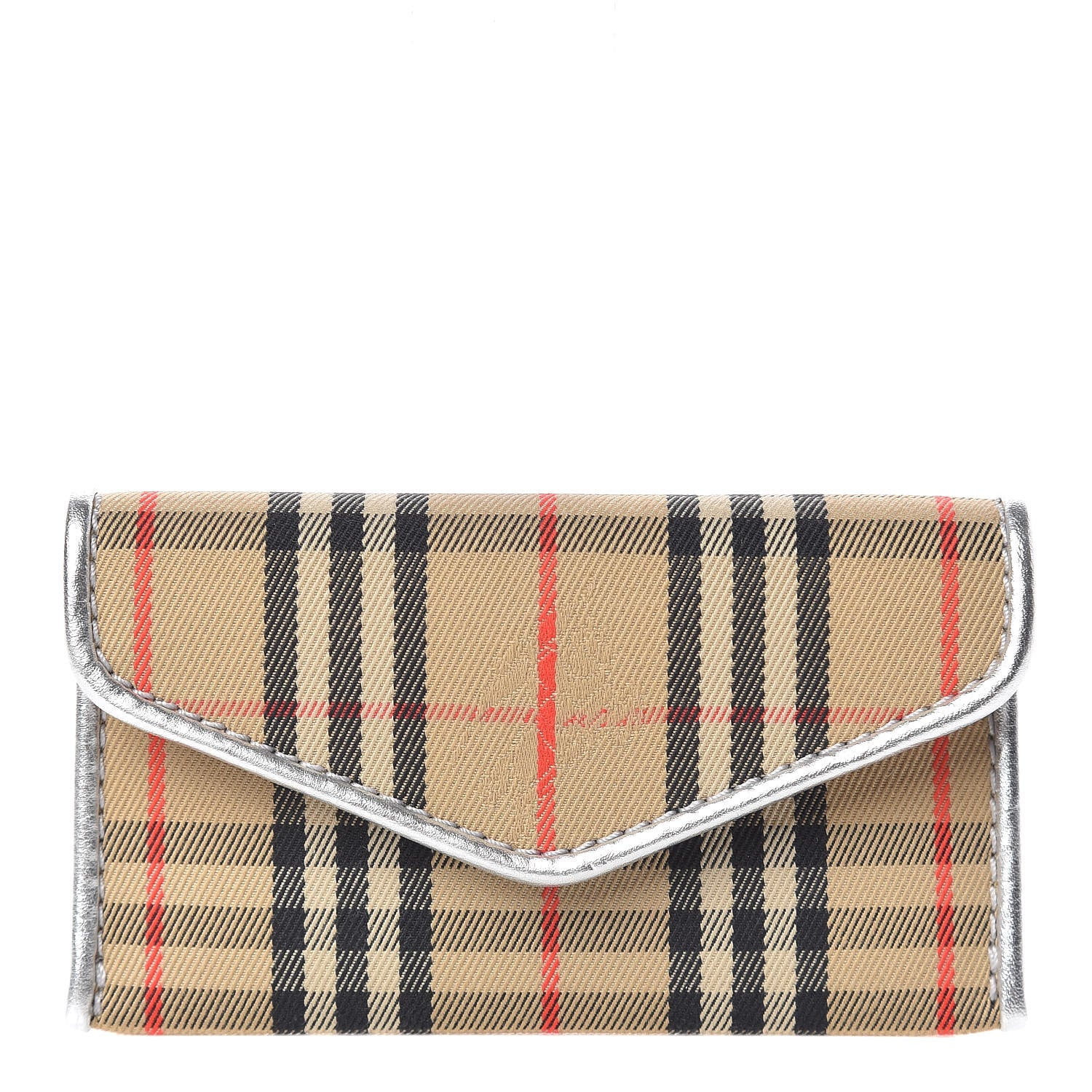 Burberry Smooth Calfskin 1983 Knight Check Envelope Card Case Silver 1 of 8