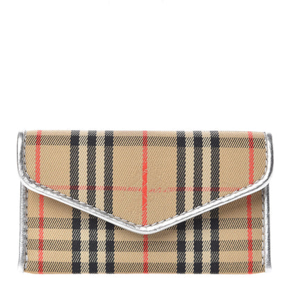 Burberry Smooth Calfskin 1983 Knight Check Envelope Card Case Silver 1 of 8