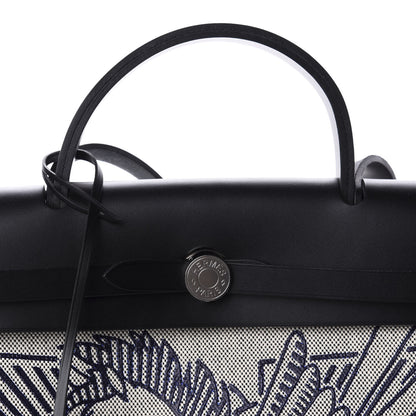 Hermes Vache Hunter Toile Pegase Pop Herbag Zip Retourne 31 PM Bleu Indigo 10 of 11