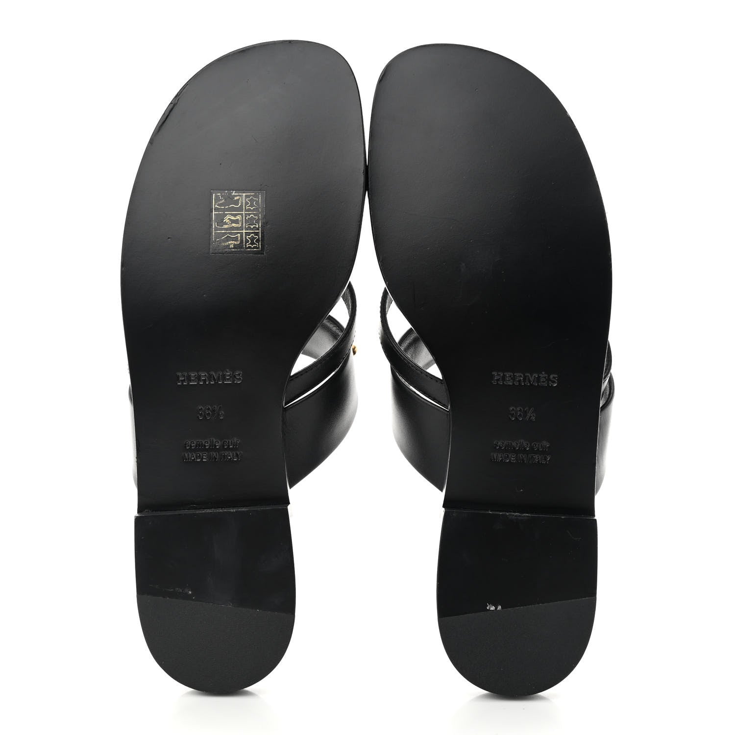 Hermes Calfskin Claire Sandals 36.5 Black 8 of 12
