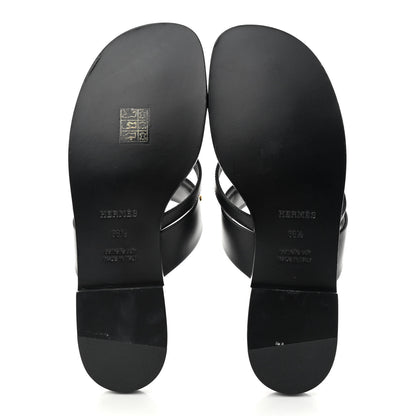 Hermes Calfskin Claire Sandals 36.5 Black 8 of 12