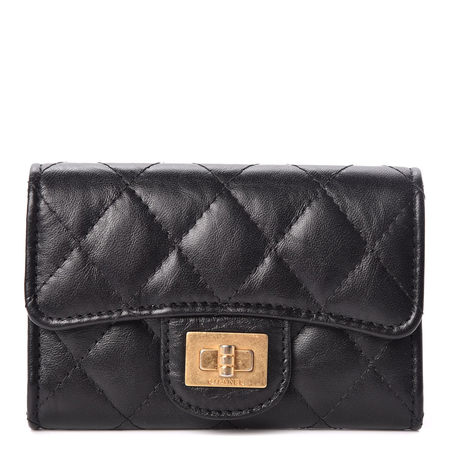 Chanel Aged Calfskin Quilted Reissue Flap Card Holder Black 1 of 8
