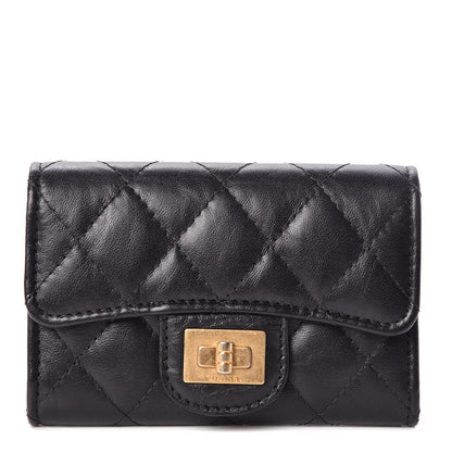 Chanel Aged Calfskin Quilted Reissue Flap Card Holder Black 1 of 8