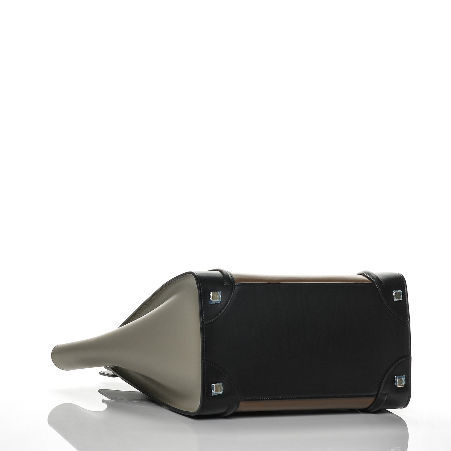 Satin Calfskin Mini Tri-Color Luggage Beige