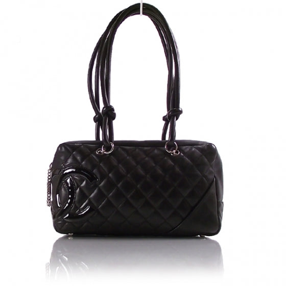 Chanel Calfskin Quilted Large Cambon Bowler Black White 1 of 12