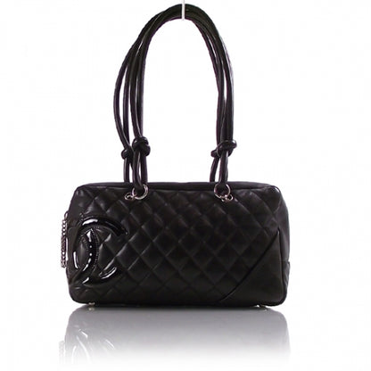 Chanel Calfskin Quilted Large Cambon Bowler Black White 1 of 12