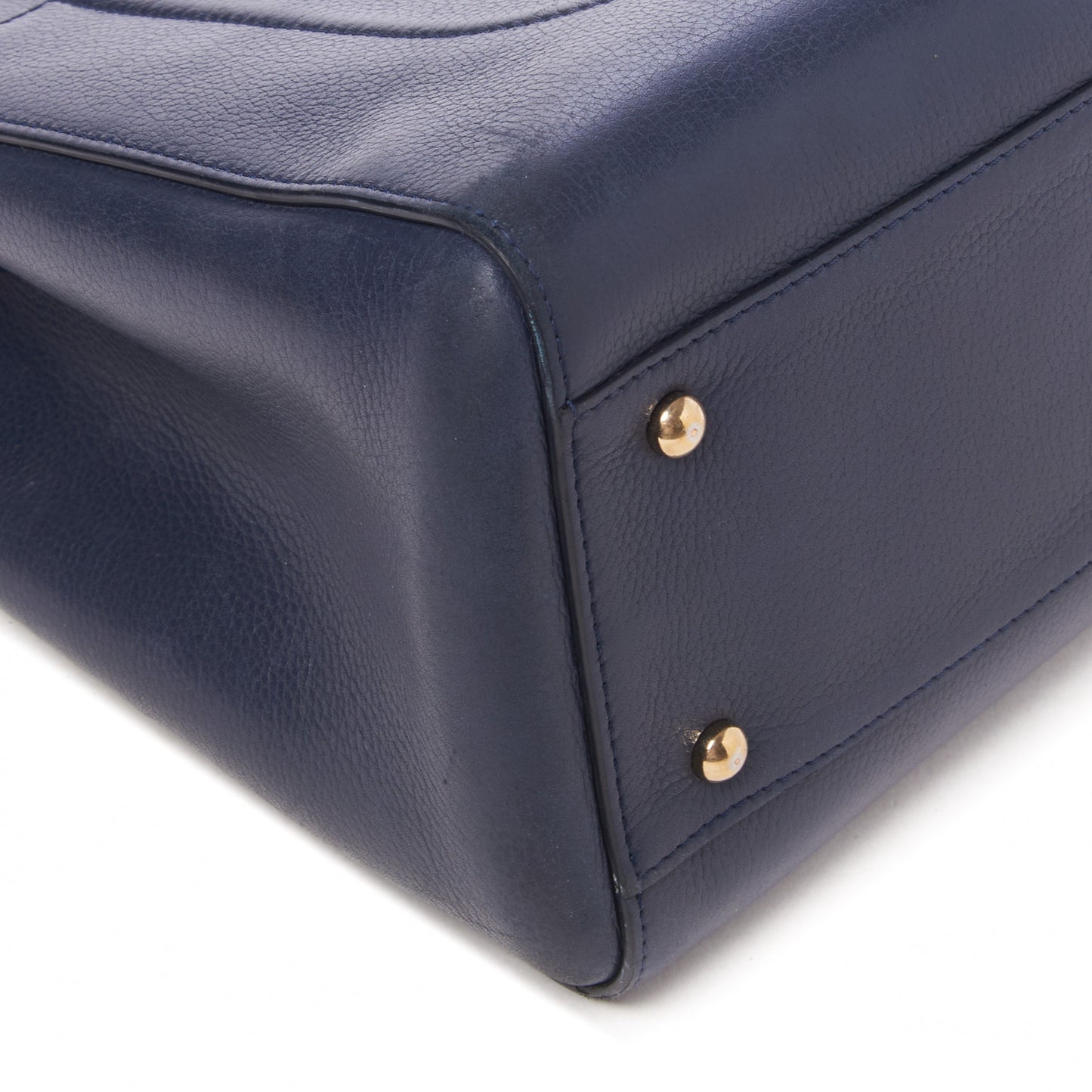 Grained Calfskin Small Neo Executive Shopper Tote Navy