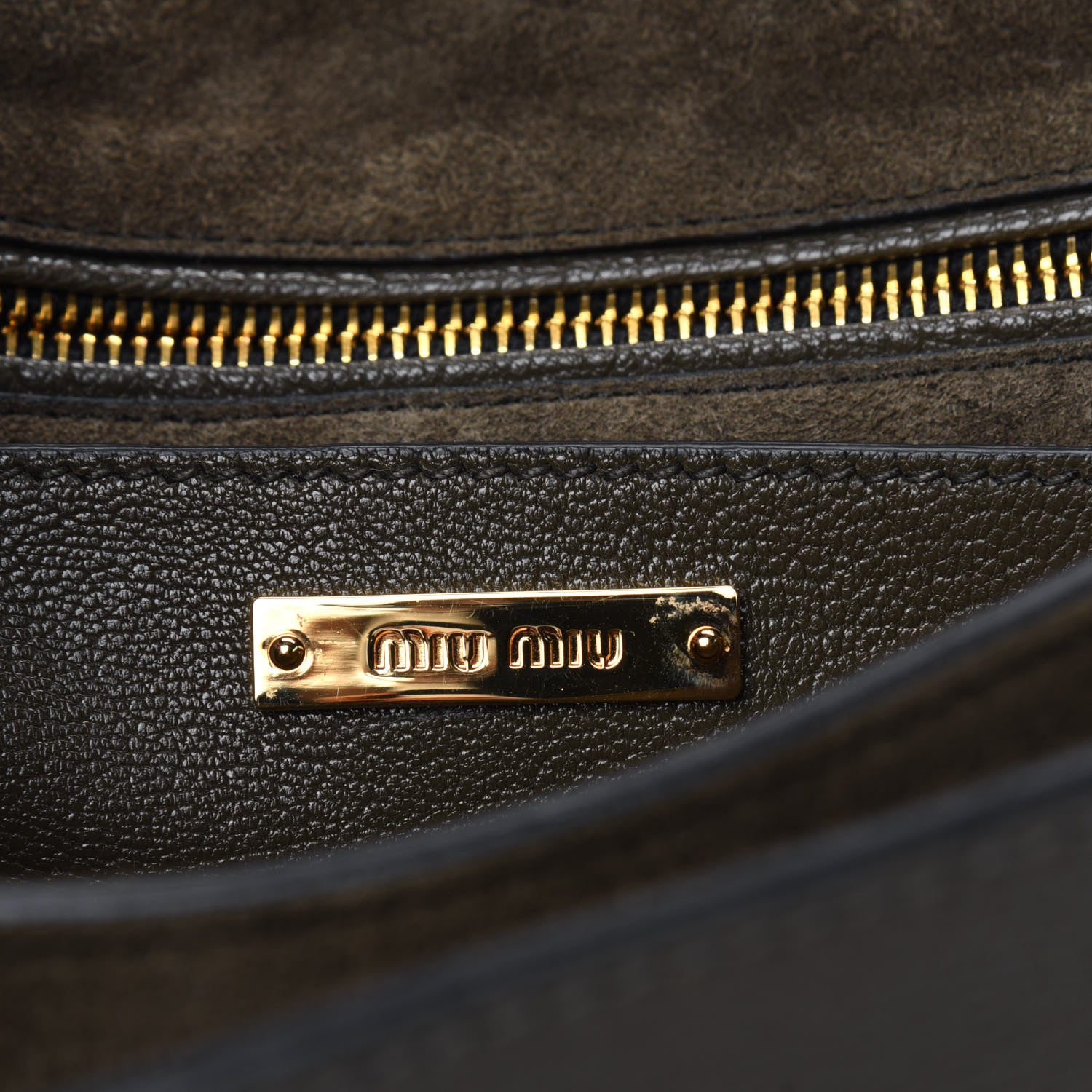 Miu Miu Goatskin Bandoliera Madras Shoulder Bag Dark Green 7 of 16