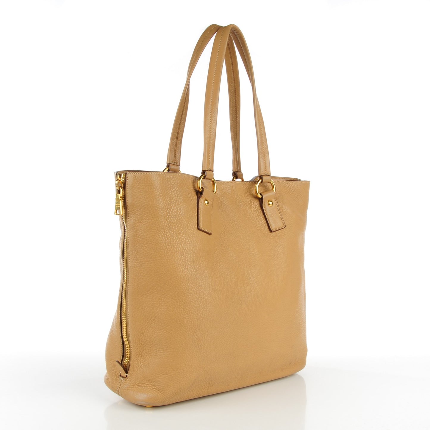 Vitello Daino Side Zip Shopping Tote Sughero