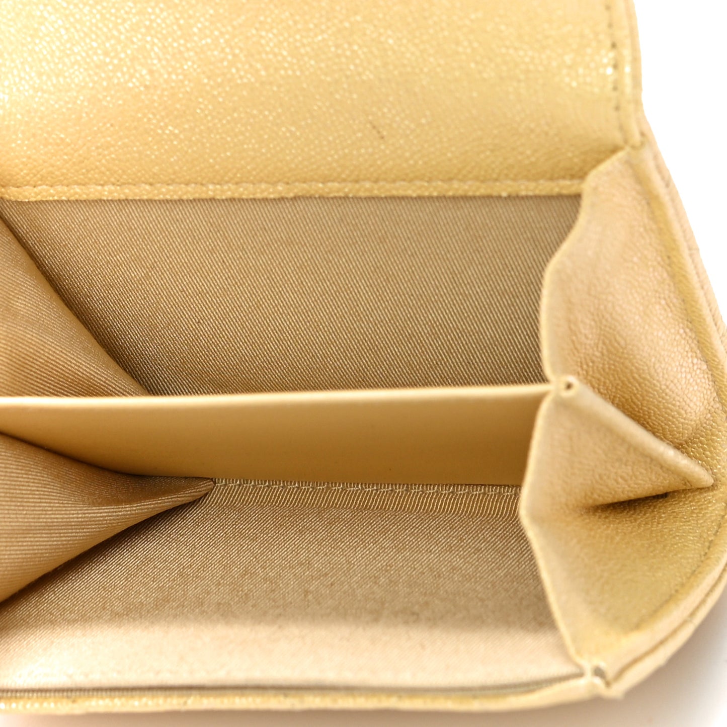 Iridescent Caviar Quilted Flap Card Holder Yellow
