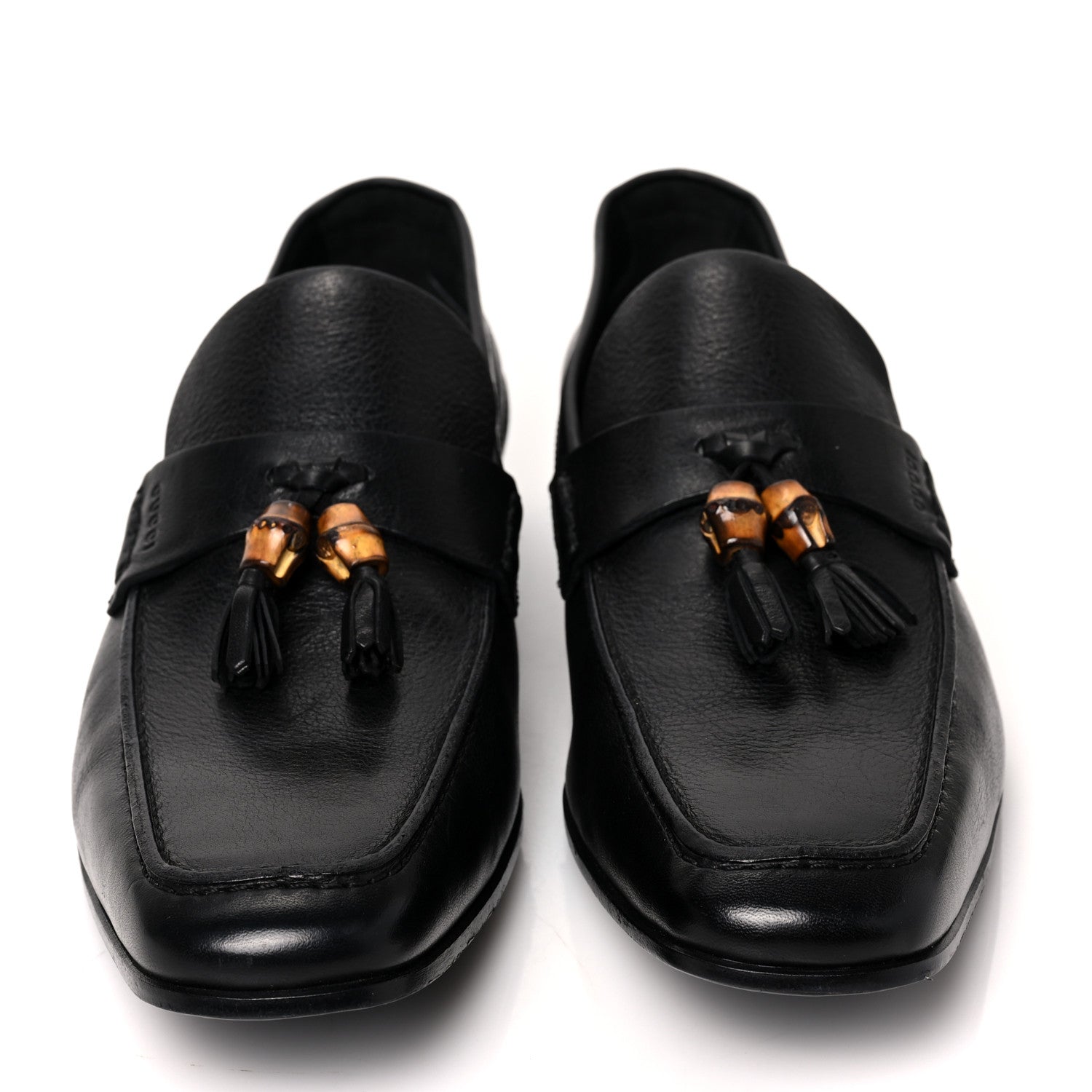 Gucci Calfskin Mens Bamboo Tassel Loafers 10.5 Black 2 of 8