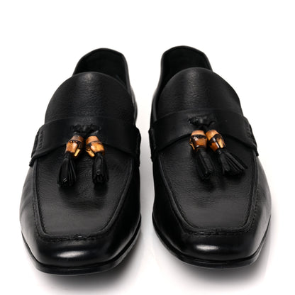 Gucci Calfskin Mens Bamboo Tassel Loafers 10.5 Black 2 of 8